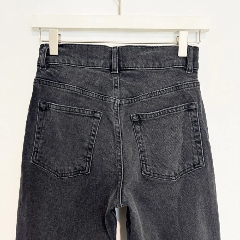 Reformation Denim Charlie Button Fly Front Seam Jeans Erie Wash Faded Black‎ 24 - Image 9