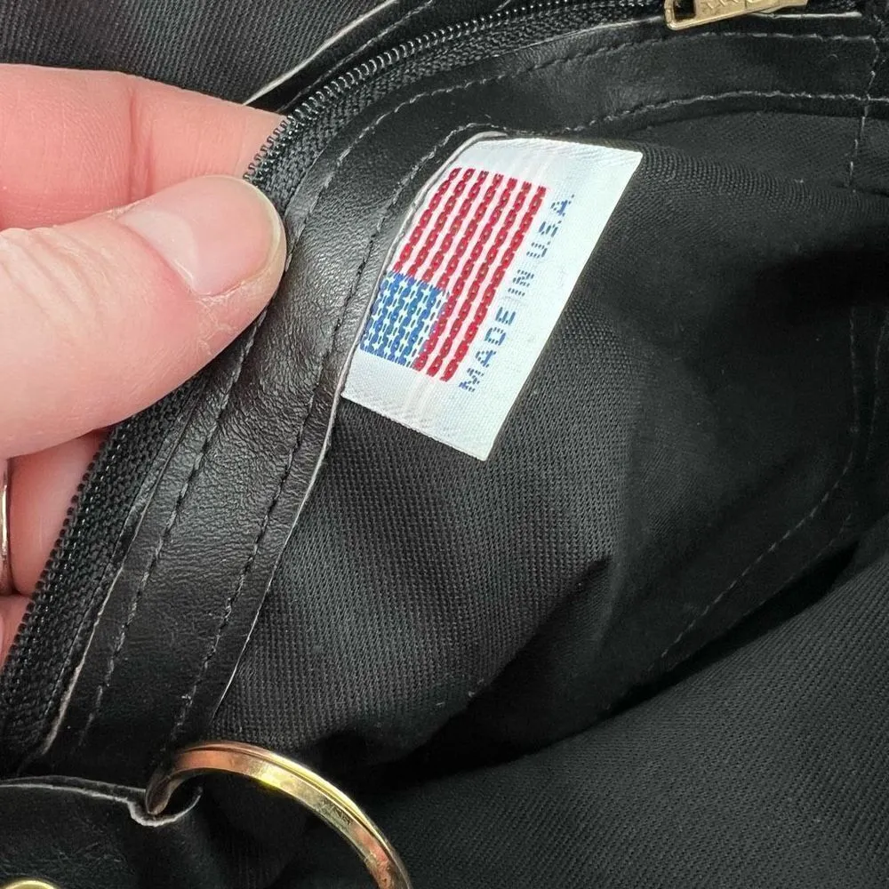 Stone Mountain Women's Sling Bag Shoulder Leather Vintage brass Hardware Black Black - Image 4