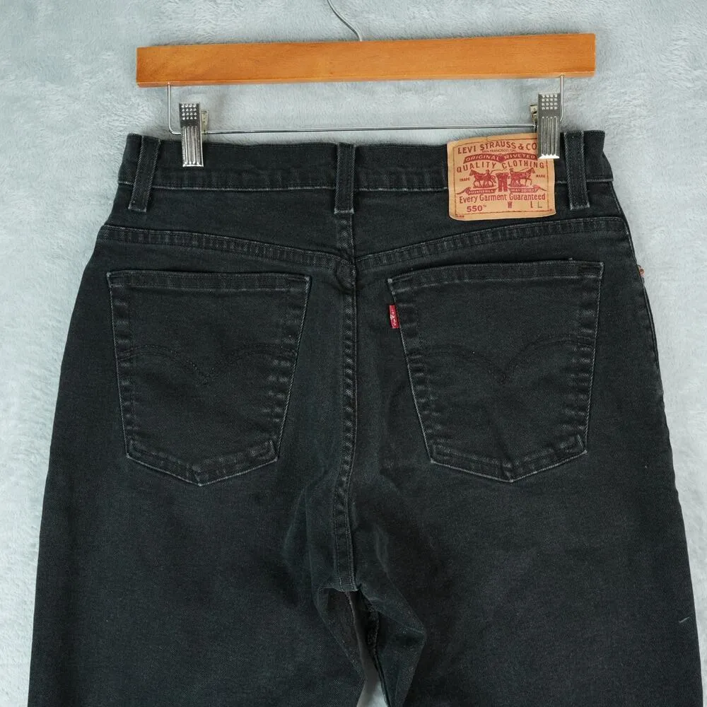 Vintage 90s Levis 550 Jeans Womens 12 Regular Black Relaxed Fit Tapered Leg 1999 - Image 4