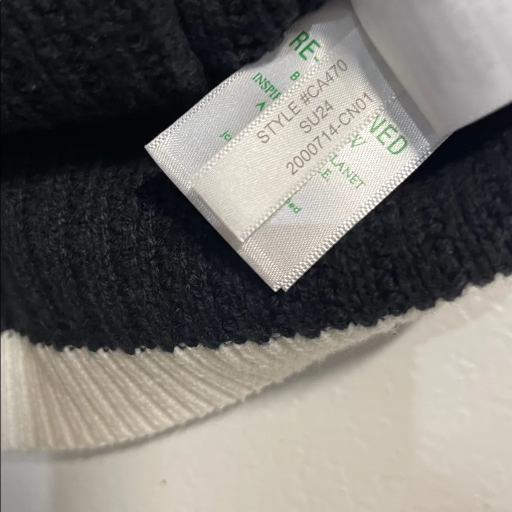 J CREW WOMENS SHORT SLEEVE LADY CARDIGAN SWEATER BLACK WHITE LARGE CA470 - Image 7