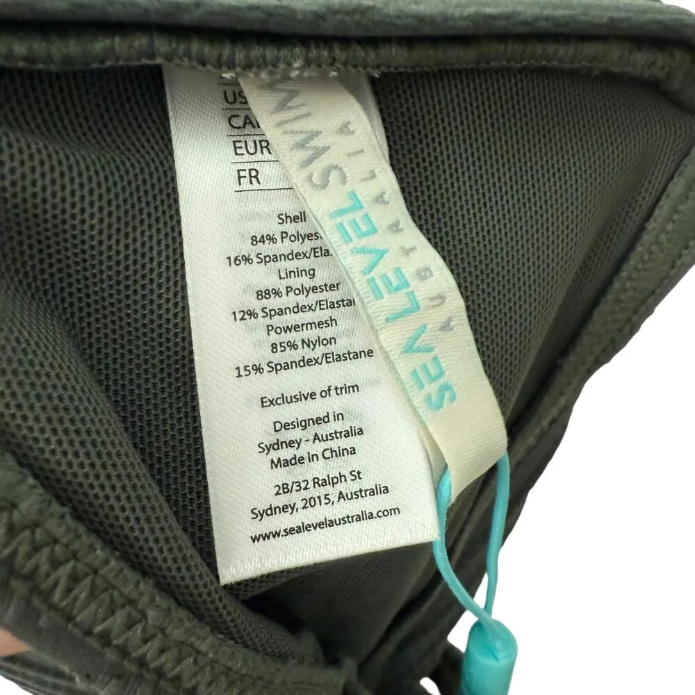 Sea Level Eco Essentials Cross Front Khaki Green Multifit Bra Bikini Top Size 10 - Image 9