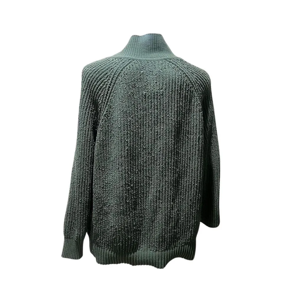 Aerie Women's XS Green Oversized Collared V-Neck Pullover Sweater - Image 2