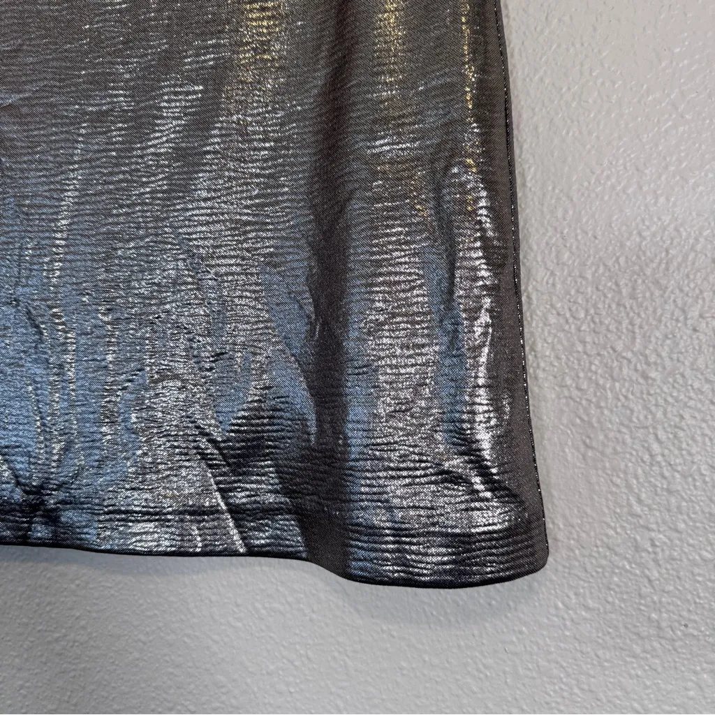 Hutch Anthropologie Silver Metallic Mini Skirt Womens 2 Party Formal Classic - Image 2