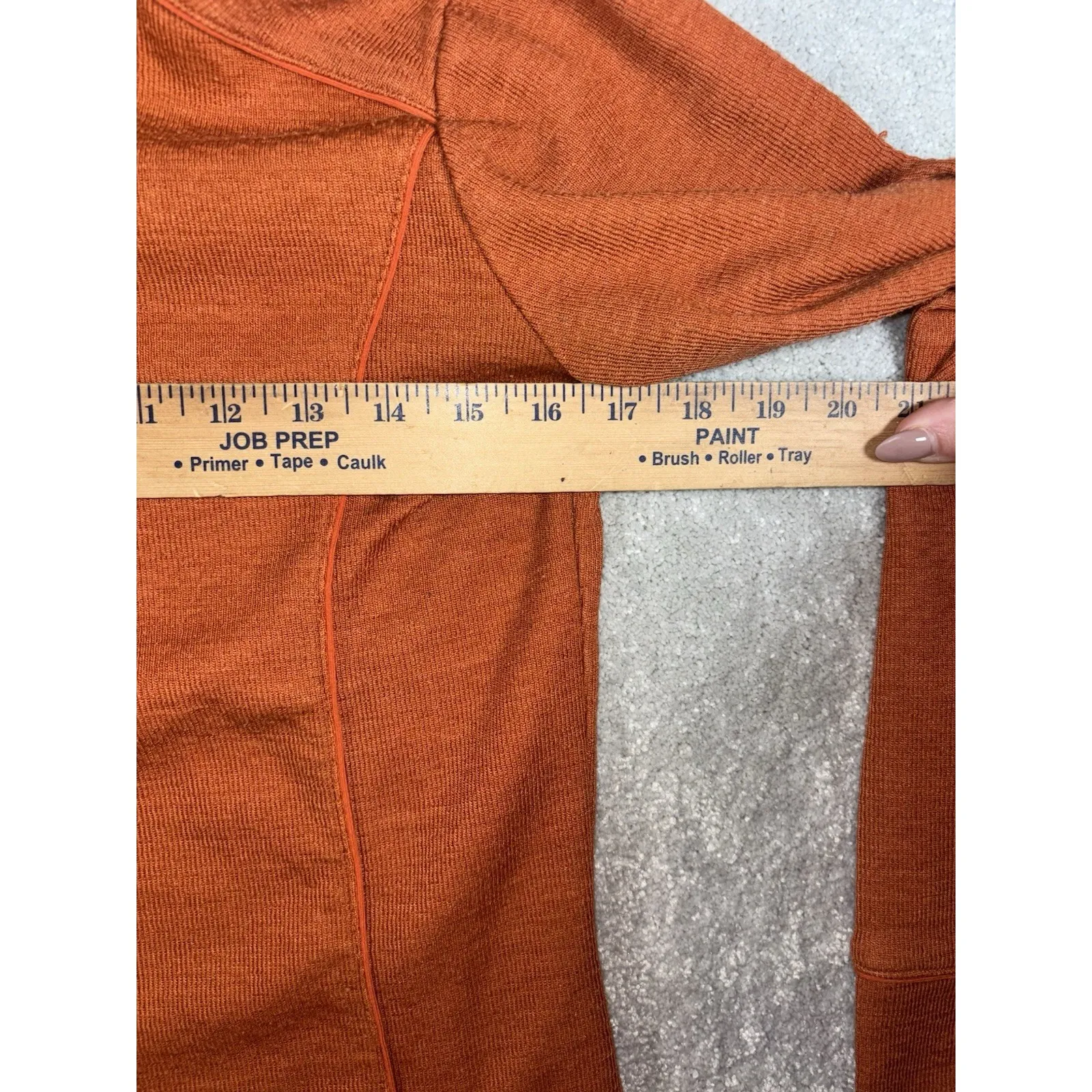 Prana Pullover Hoodie Sweater S Burnt Orange Wool Blend 1/4 Snap Hiking Gorpcore - Image 11
