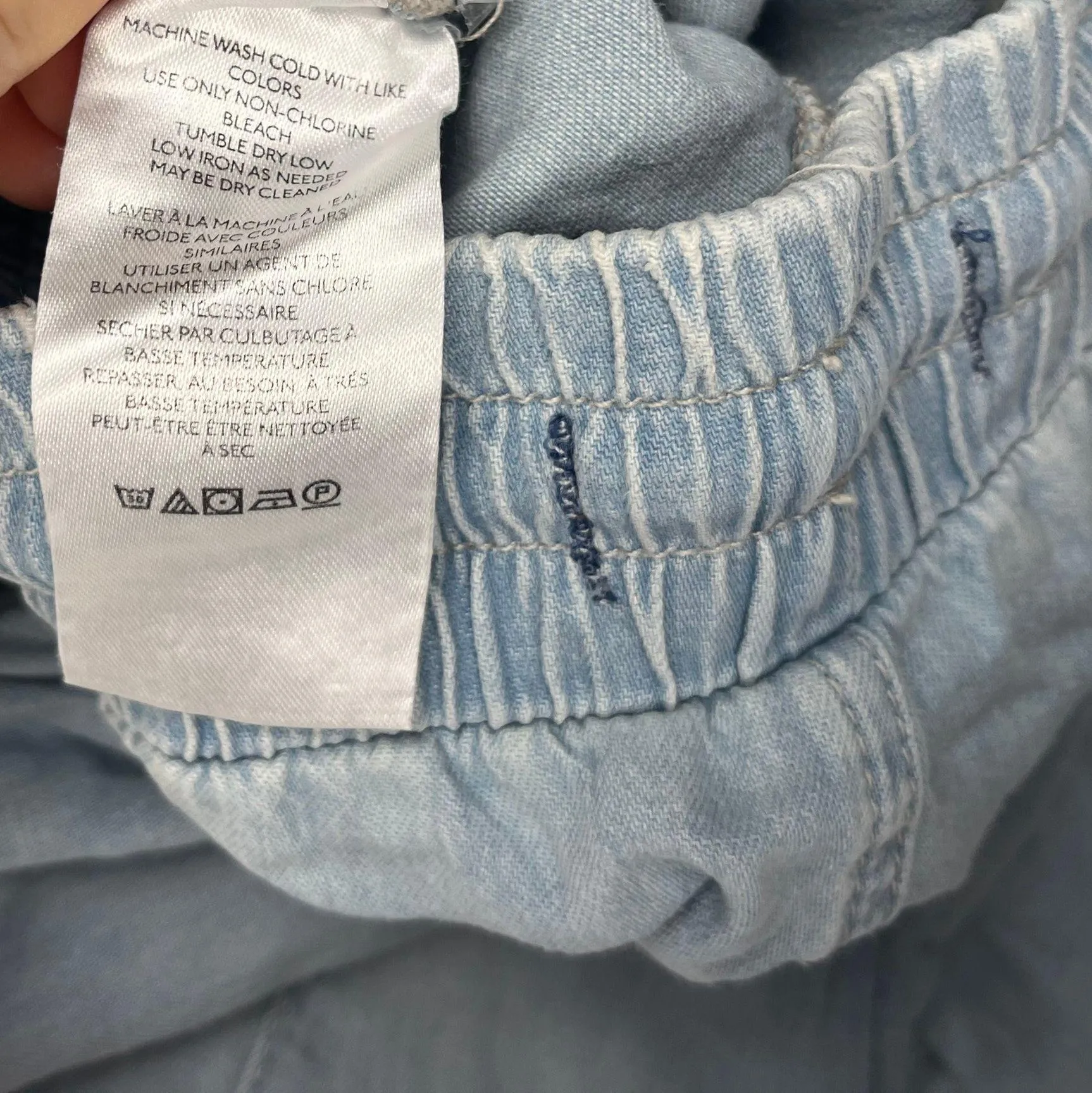 Denim Drawstring Flare Pants - Image 6