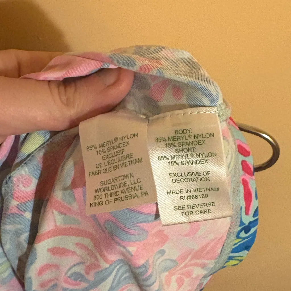 Lilly Pulitzer Luxletic Turquoise & PinkLeaf Print Skort - Image 4