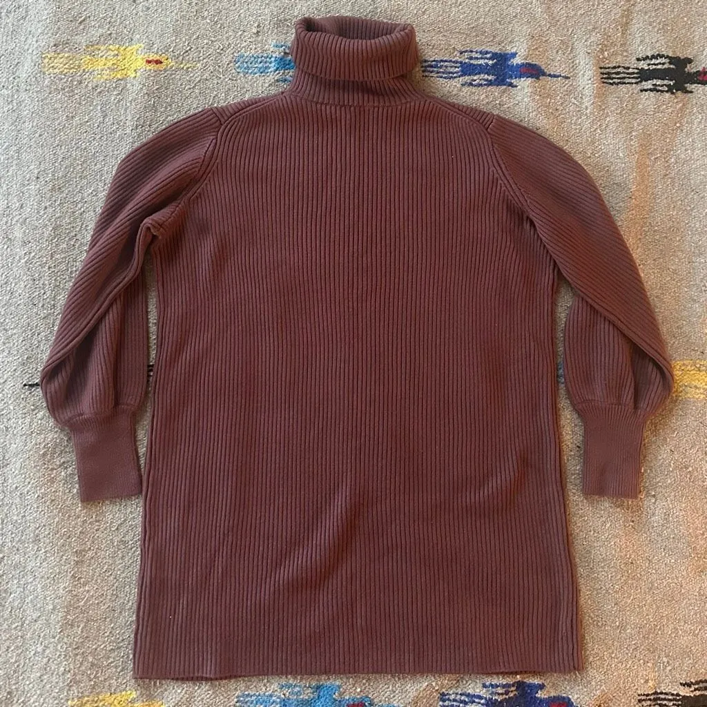 Aritzia Wilfred Rebecca 100% Merino Wool Turtleneck Sweater Dress in Mauve Size - Image 3