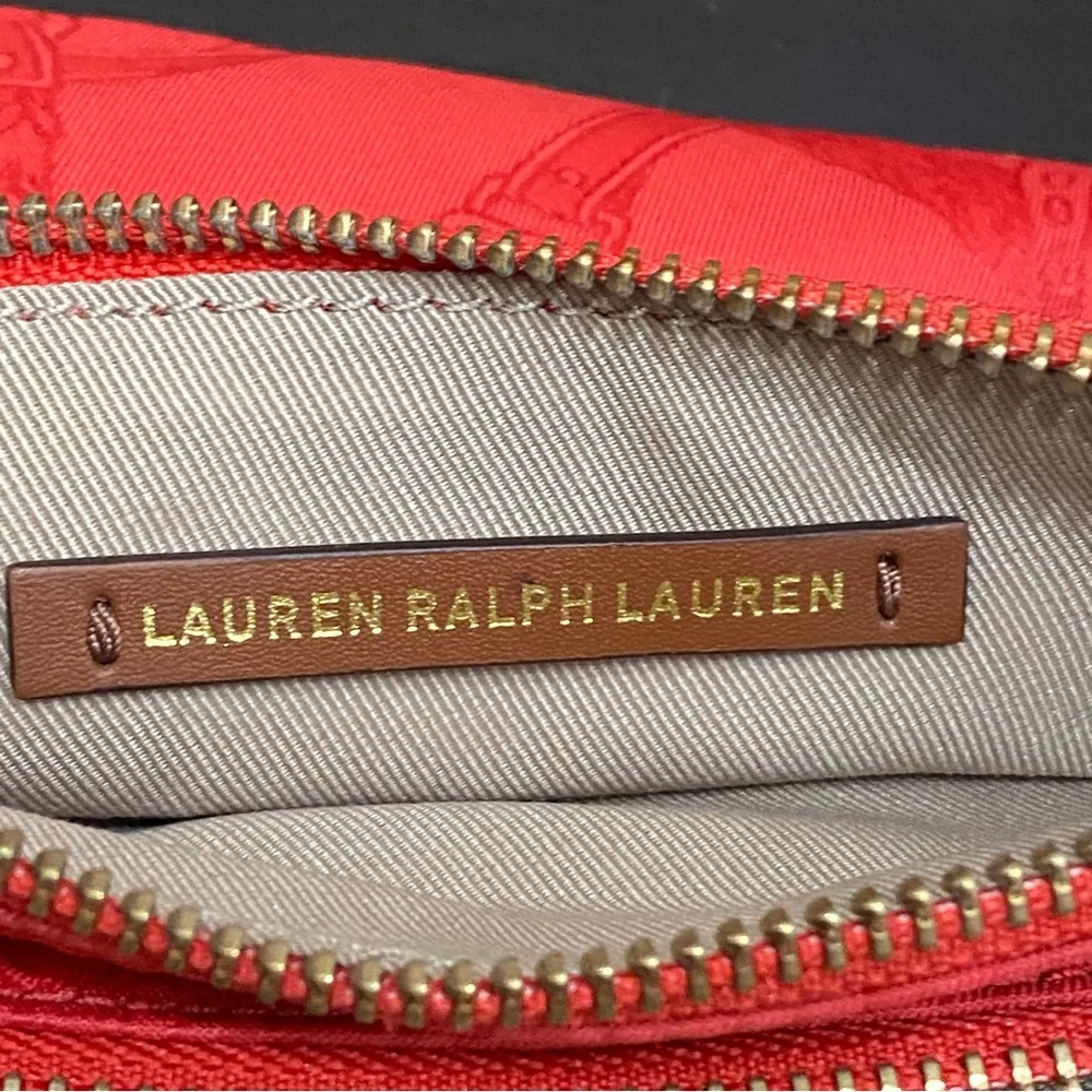 LRL Lauren Ralph Lauren Red Fabric Double Zip Wristlet Wallet - Image 7