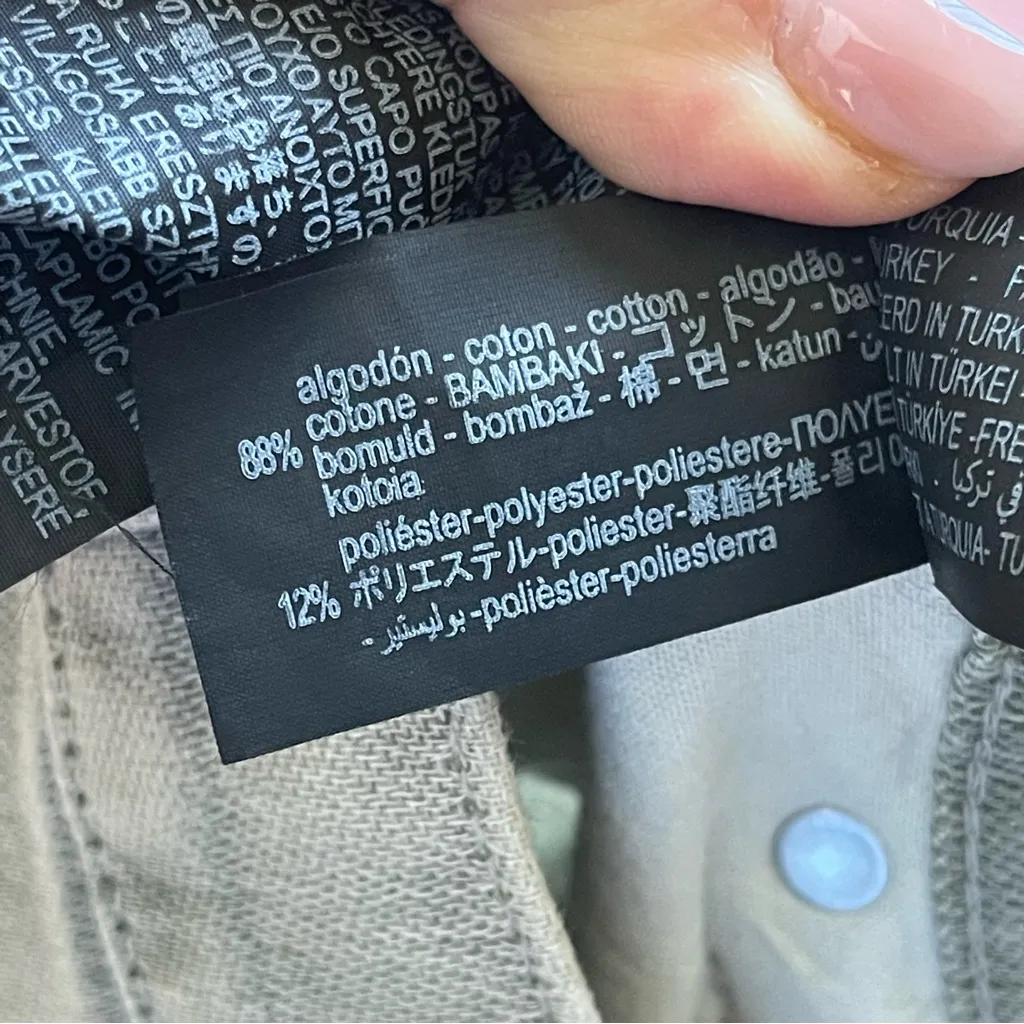 Zara Slim Distressed Jacquard Mid Waist Jeans Khaki Long contemporary soft US 4 - Image 15