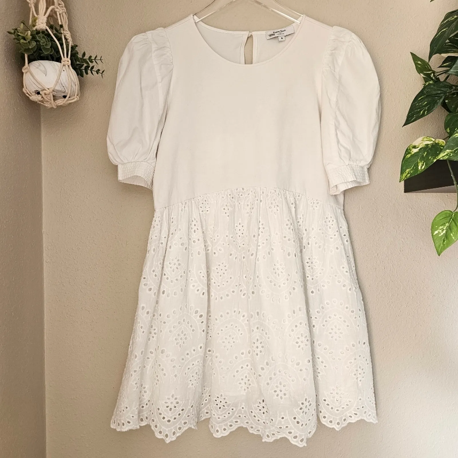 Peter Som Collective Rent the Runway White Combo‎ Eyelet Dress Mini Sz 6 $360 - Image 4
