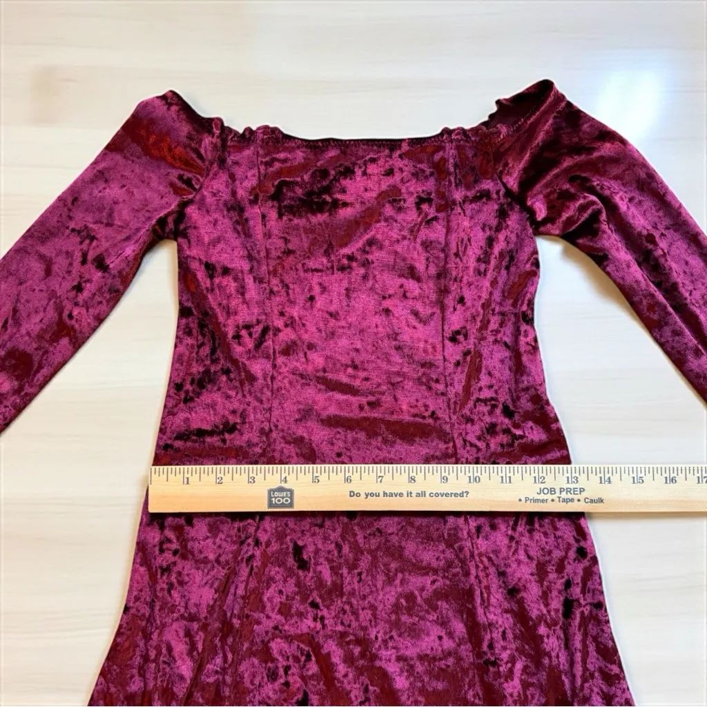 HOLLISTER Crushed Velvet Off-Shoulder Long Sleeve Dress – Size XS – NWT - Image 8