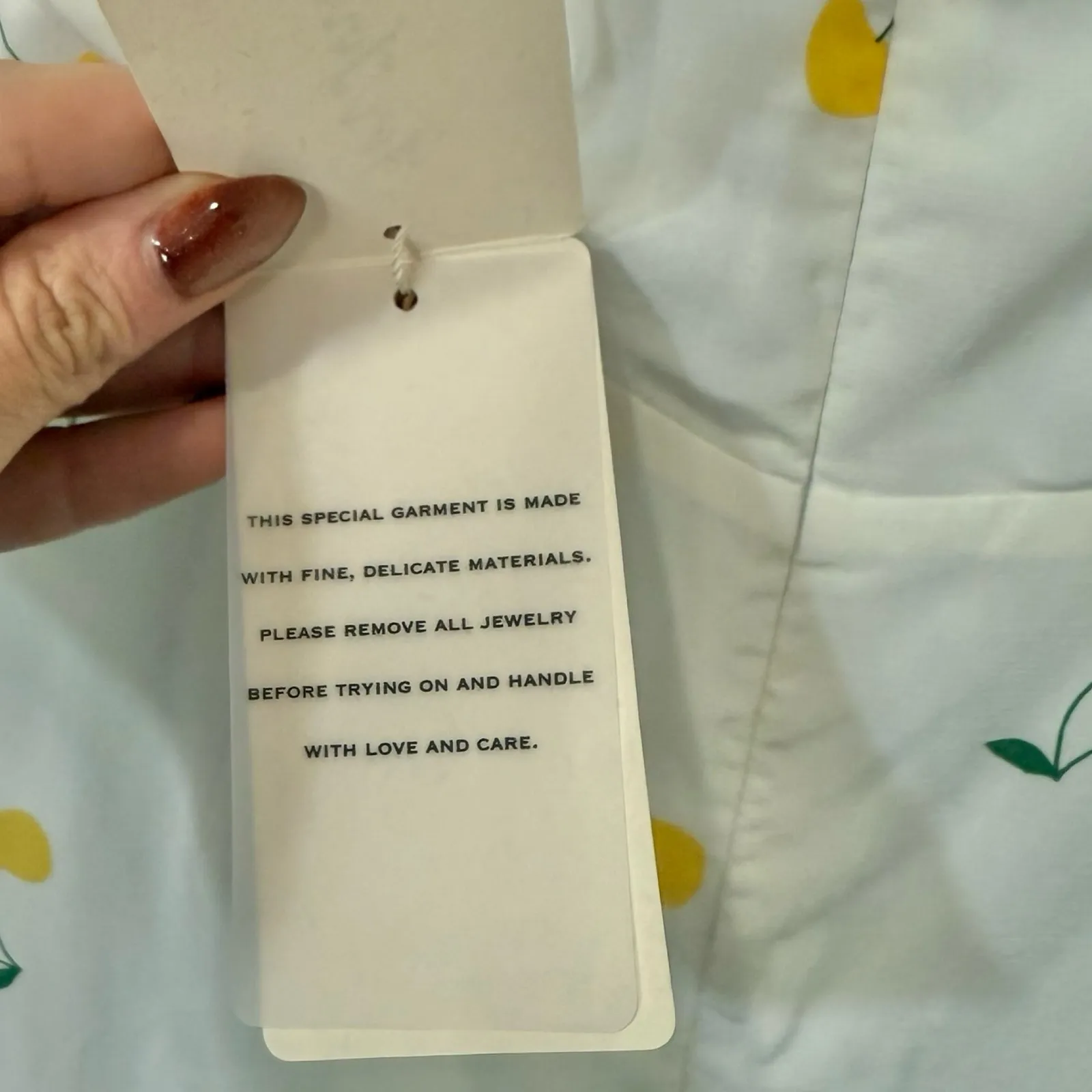 For Love & Lemons White Yellow Cherry Ashland Lace Up Mini Dress size XS NEW Tag - Image 12