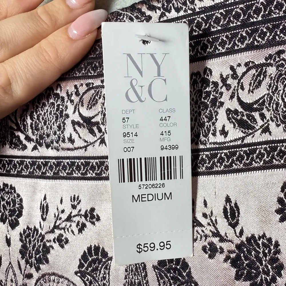 New York & Co Womens Pencil Skirt Metallic Pink/Black Stretch Lined Back Slit M Pink Size M - Image 6