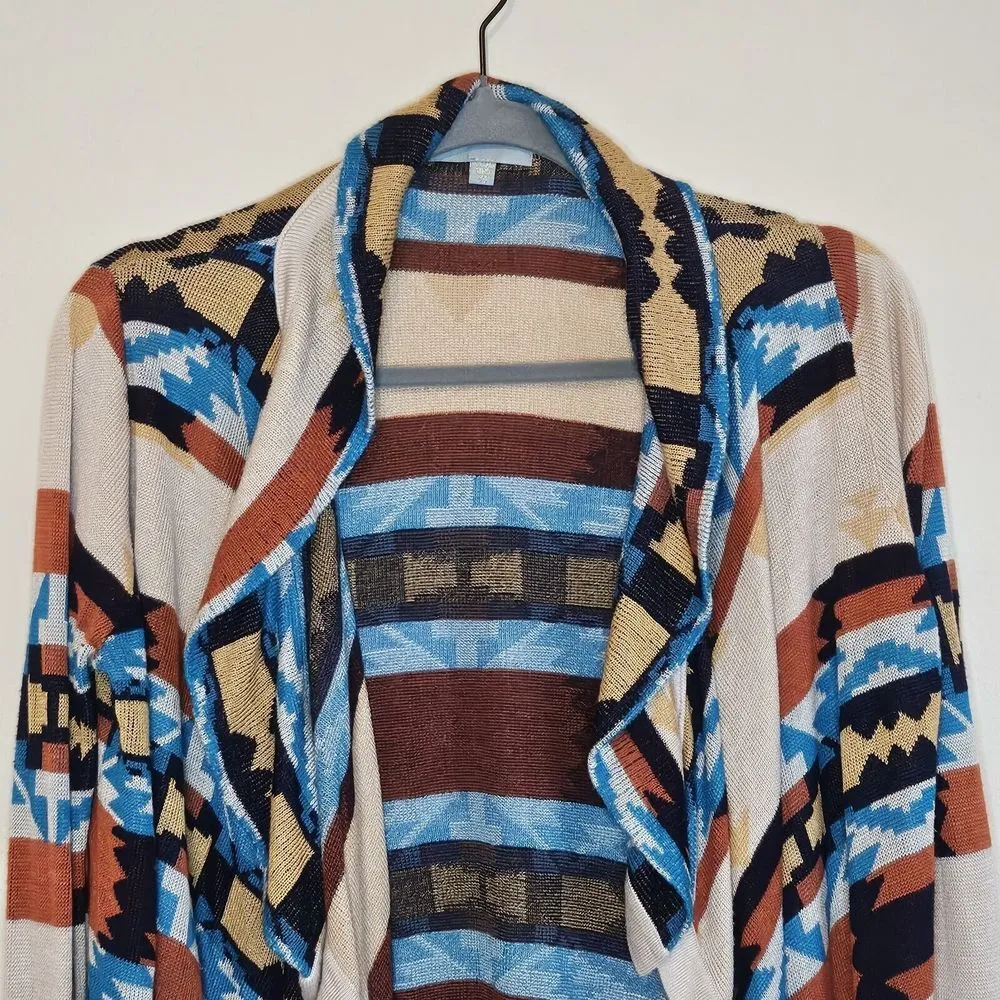 Skies Are Blue Western Open Front Cardigan Womens Size XS Crop Boho Multicolor - Image 6