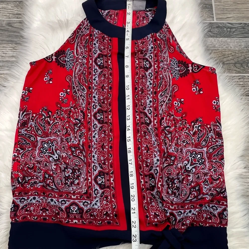 Soho New York & Company Paisley Sleeveless Blouse Red - Image 5