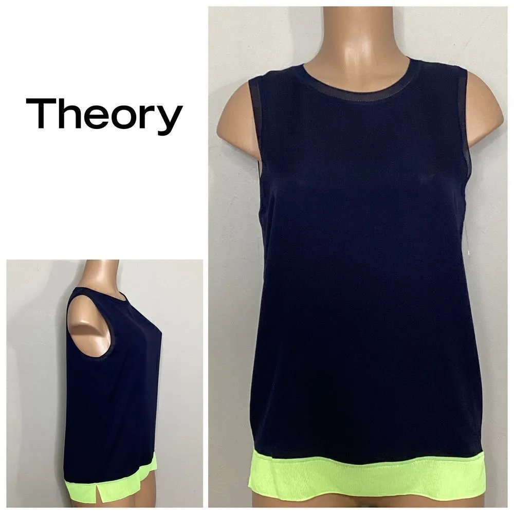 New. THEORY silk navy top. Retails $245 - Image 2