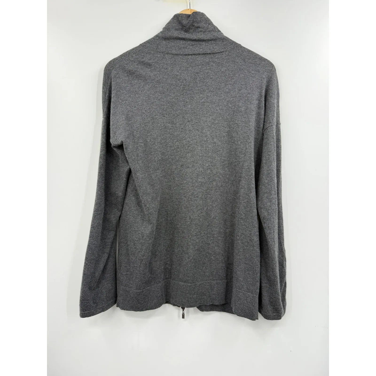 Kinross Cashmere Charcoal Gray Mock Neck Zip Up Sweater Jacket Size M Size M - Image 5