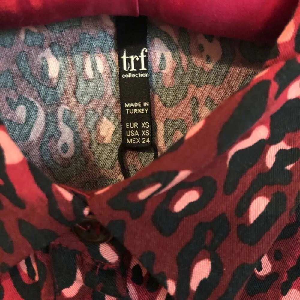 Zara TRF Leopard Button Up Crop Top Shirt XS NEW - Image 9