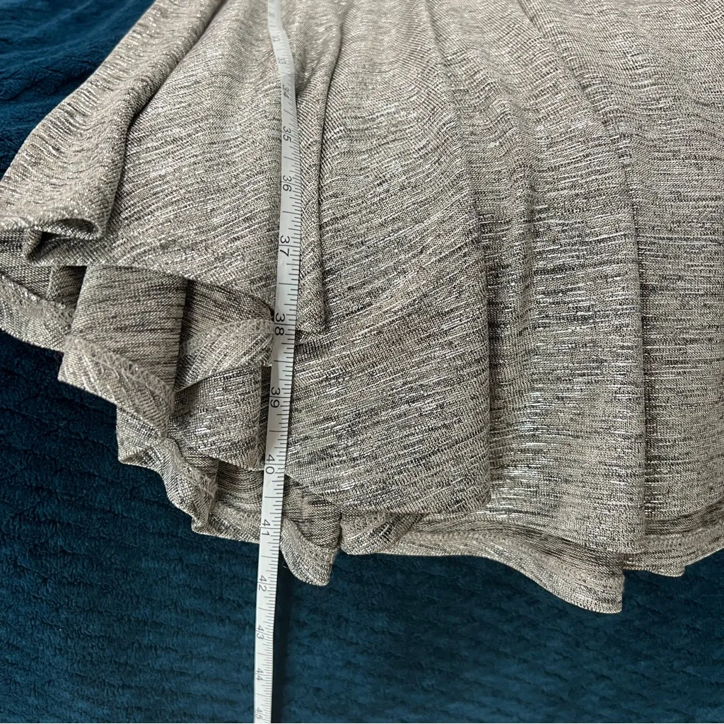 Anthropologie Maeve Tamera Metallic Silver Surplice‎ Faux Wrap Midi Dress Size S - Image 12