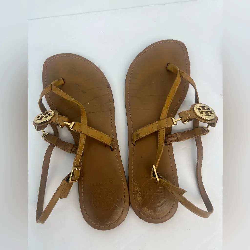 RARE Tory Burch Ali Anteka Tan Leather Sandals - Image 6