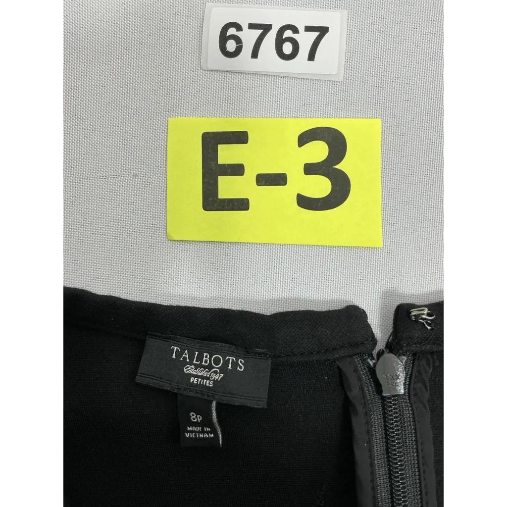 Womans Excellent Cond. Talbots Petite Sleeveless Business Dress 8P Black Belted - Image 3