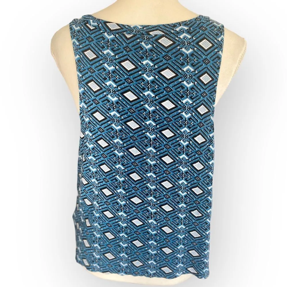 Joie  geometric shape blue Sleeveless V-neck top - Image 2