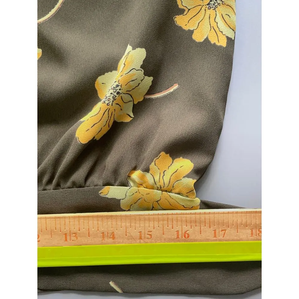 Madewell Effie Green Floral Wrap Top 3/4 Sleeve Sheer Sleeves Size Small - Image 6