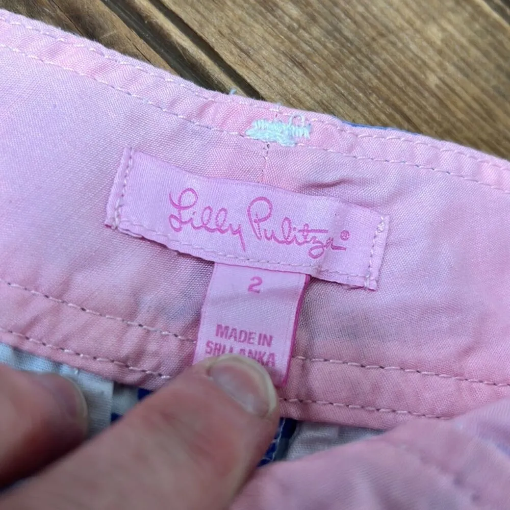 Women’s Lilly Pulitzer mid rise blue floral cotton shorts Y2K size 2 - Image 5