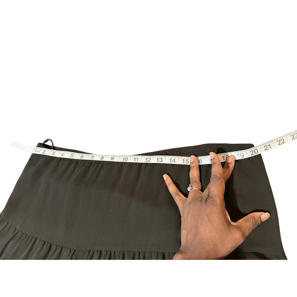 Nine West Black Tiered Maxi Skirt Sheer Layered Elastic Waist Size XL-2XL Read - Image 6