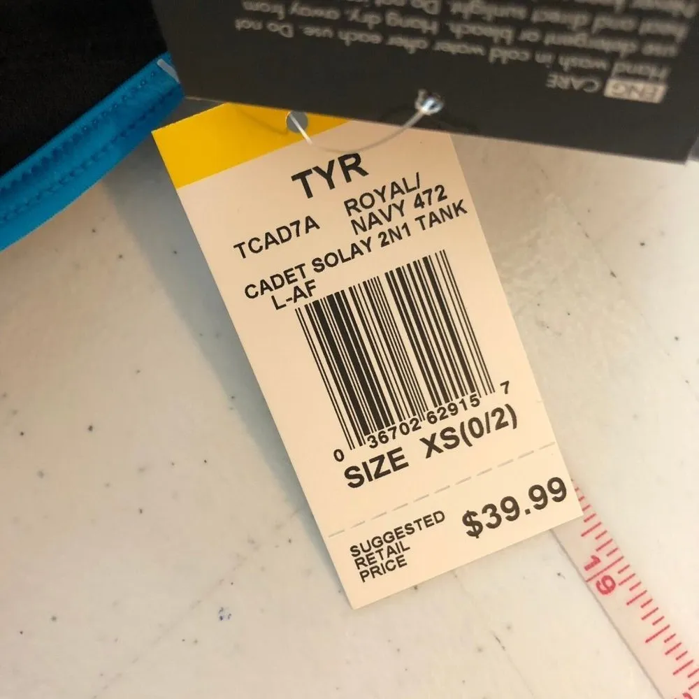 TYR Womens Cadet Solay 2 in 1 Swim Tank Tankini Top Removable Cups Blue XS 0/2 - Image 11