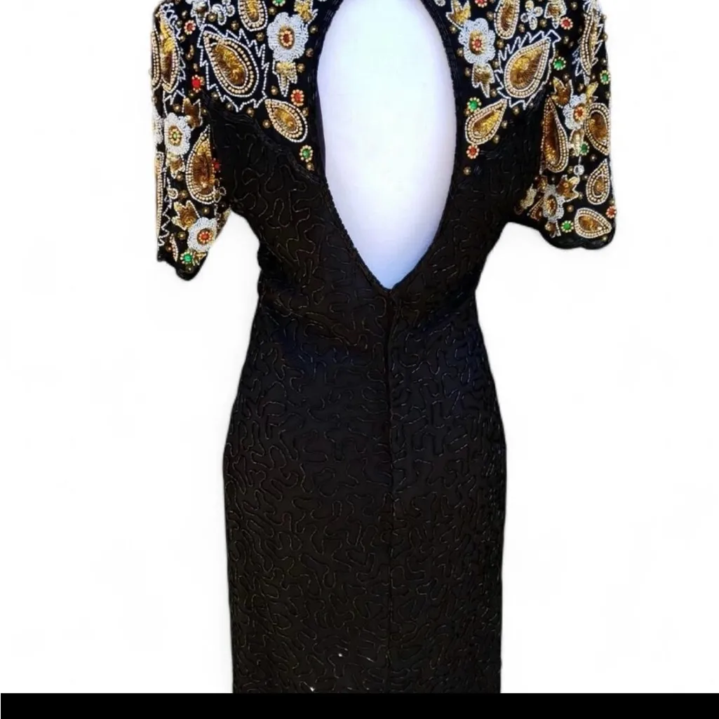Vintage 80s/90s
Stenay Silk Beaded Sequin Party Dress |
Size 8 Gold - Image 3