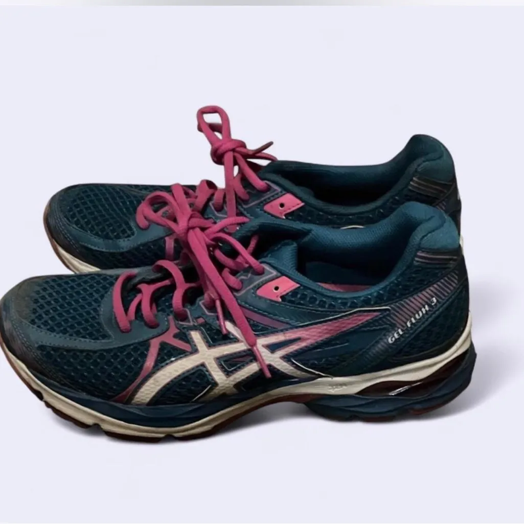 ASICS Gel Flux 3 Women's Size 9.5 Blue/Pink Running Athletic Shoes Sneakers - Image 2