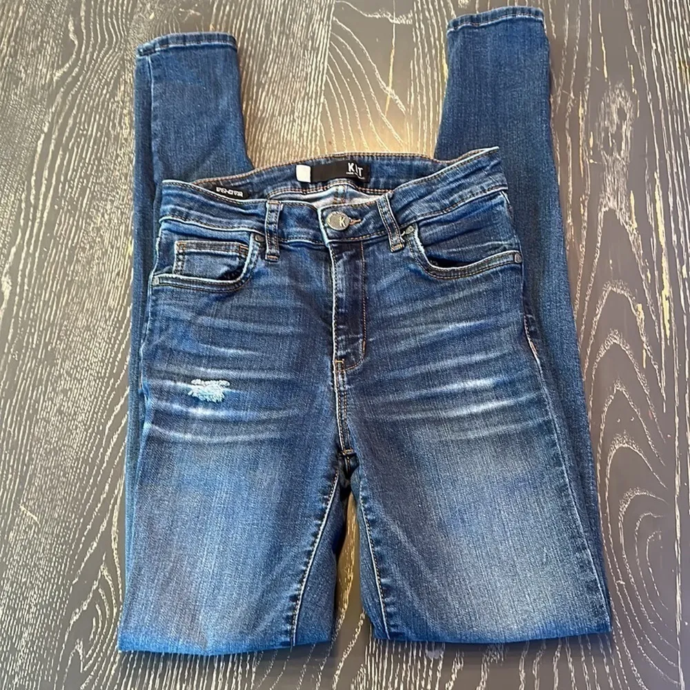 KUT from the Kloth MIA High Rise Skinny Jeans Denim Distressed Wash SZ 0 - Image 7