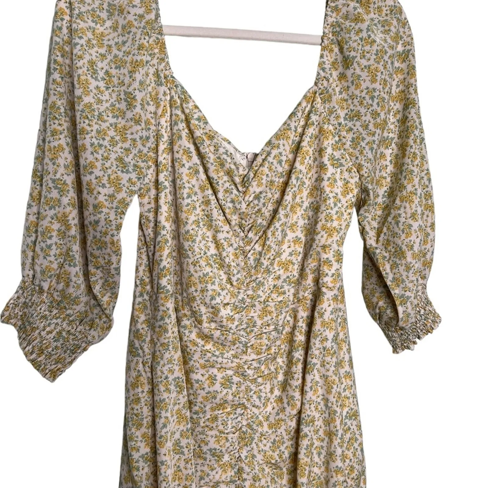 Piper and Scoot Lush Savannah Floral Ruched Dress Yellow Size XL - Image 7
