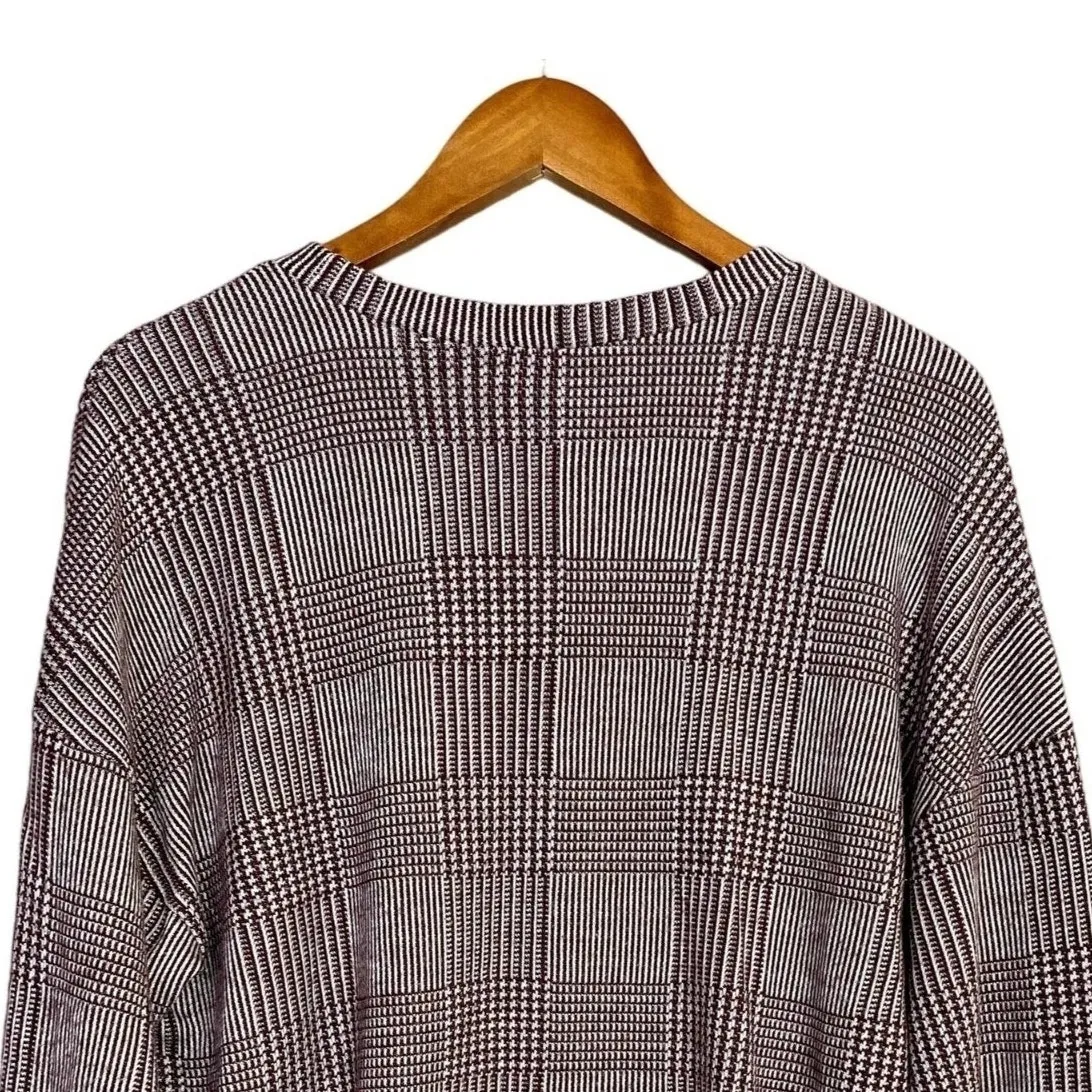 Zara Relaxed Fit Long Sleeve Lightweight Soft Crew Neck Knit Sweater M Burgundy - Image 6