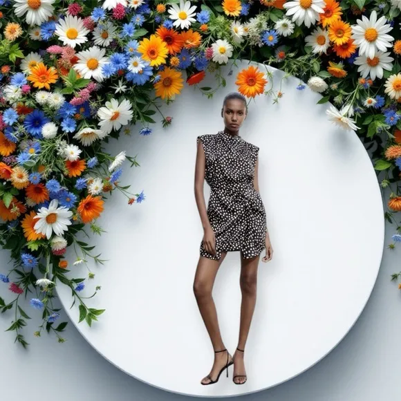 Zara satin dot mini dress Size XL - Image 2