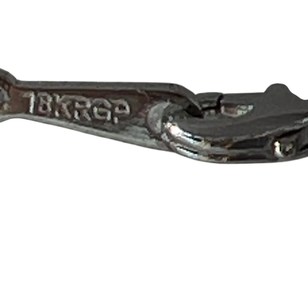 Silver 18ktgp Necklace Double Dolphin Pendant Blue Crystal Rhinestone 18" 5.89g - Image 4