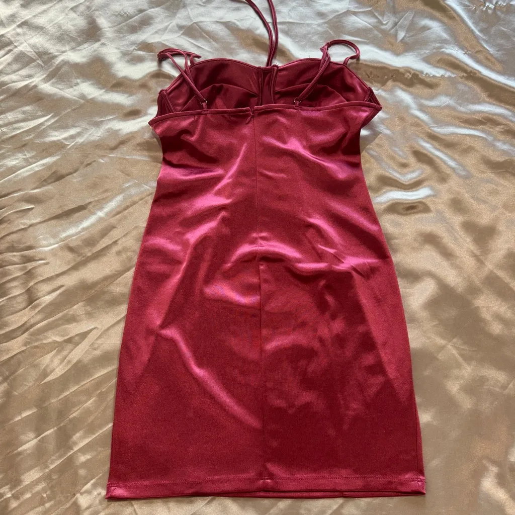 Pink Satin Corset Mini Dress - Image 7