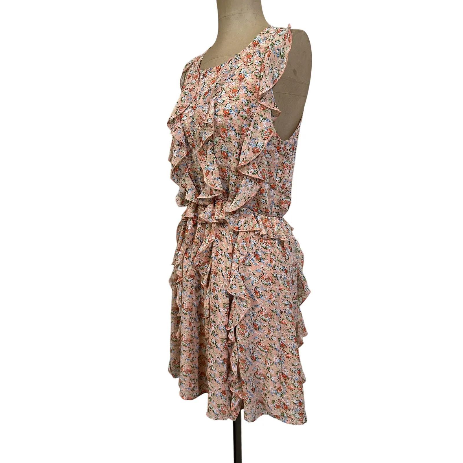 Sachin & Babi Mini Dress Senna Coral Dainty Floral Ruffle Sleeveless - Image 6