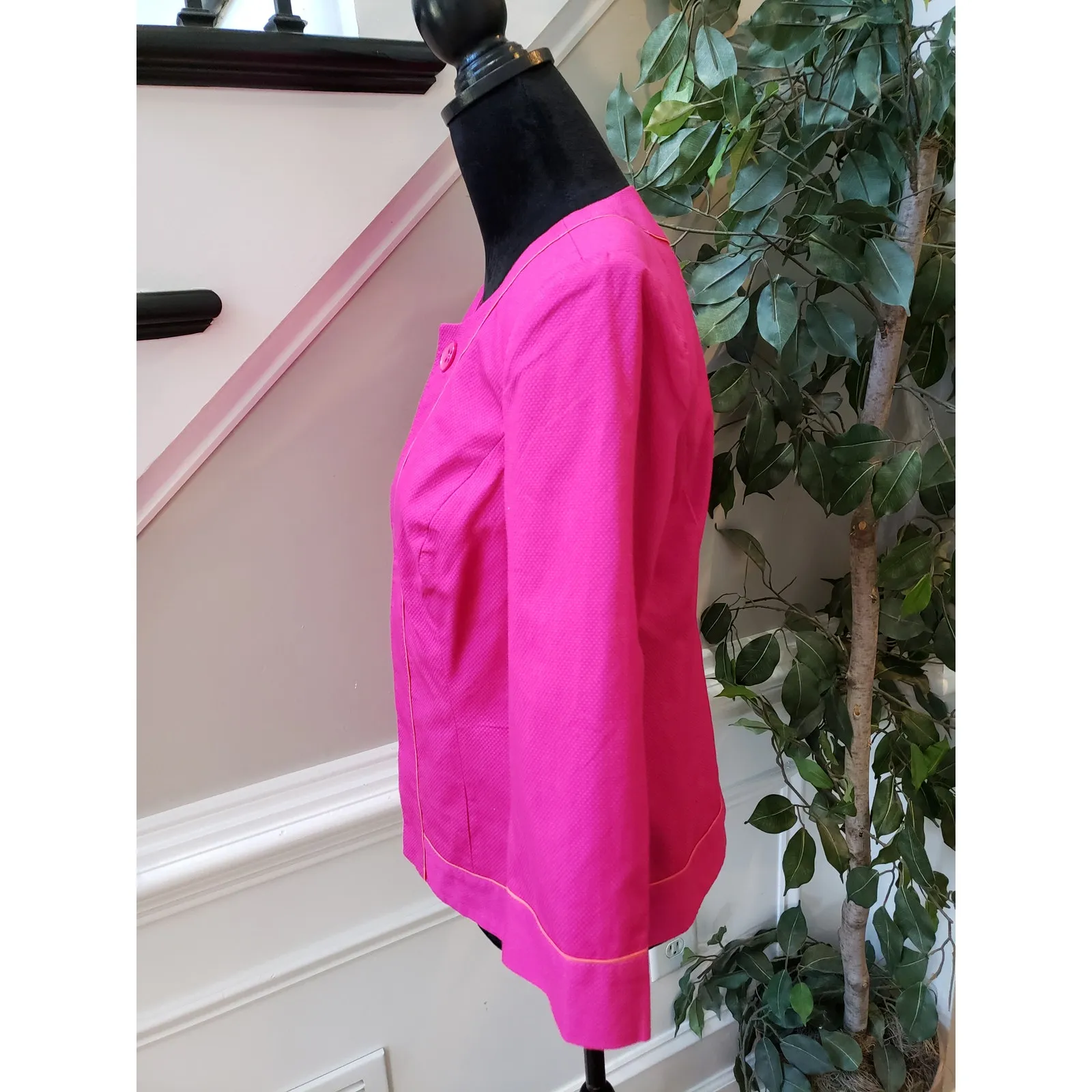 Chadwicks Jacket Women's Size 10 Pink Poplin Lined Cotton Long Sleeve Hook & Eye - Image 11