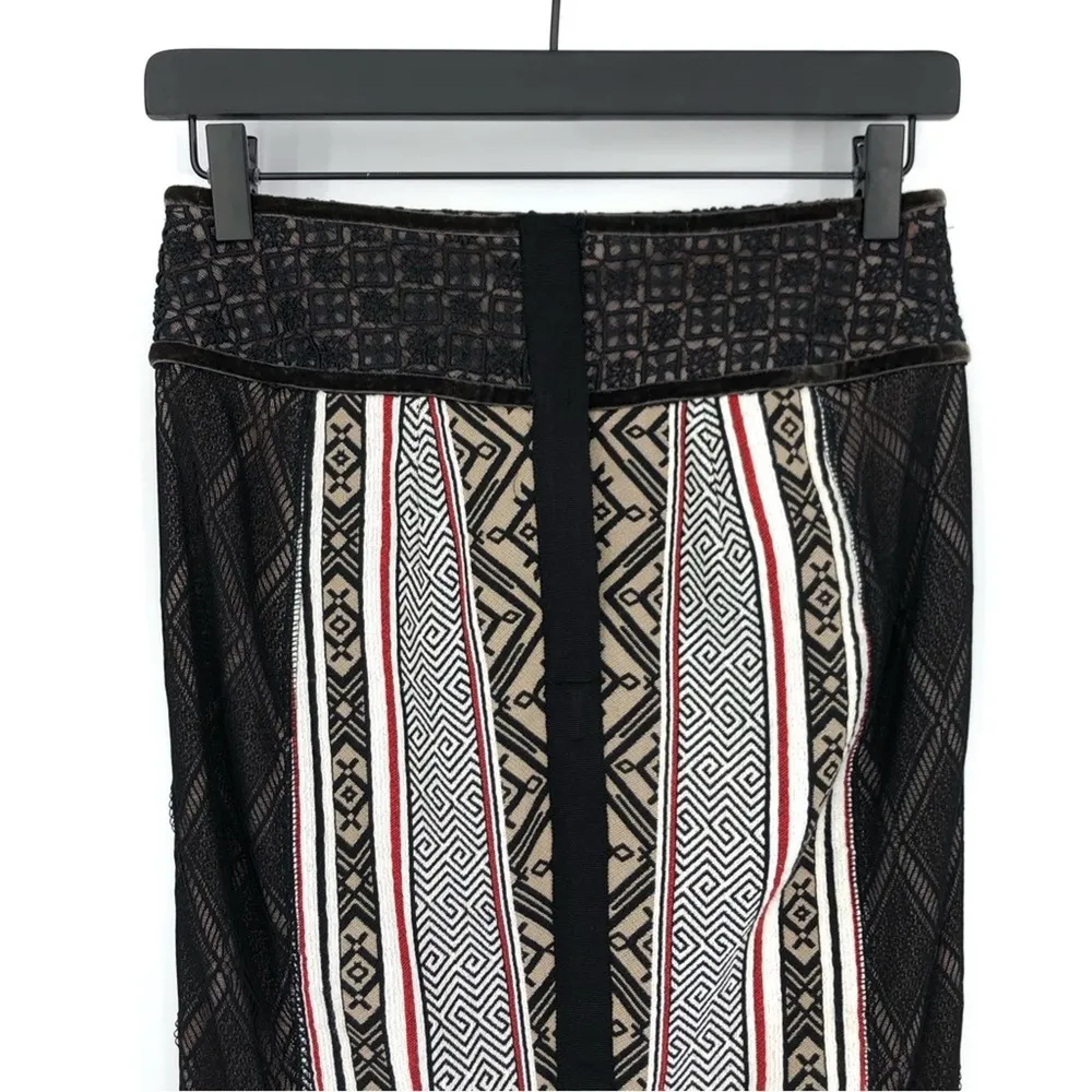 BYRON LARS Beauty Mark Finge Pencil Shirt Black Cream Red 0 - Image 8