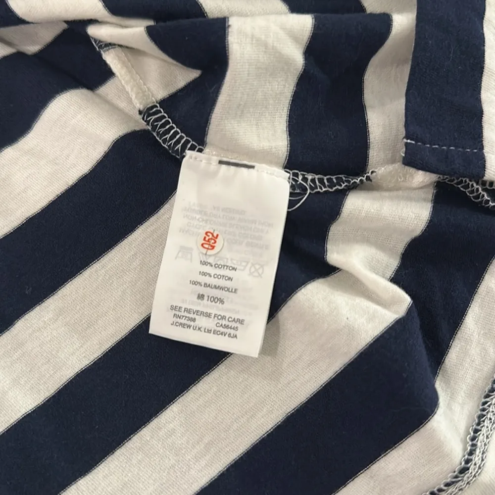 NWT JCrew Navy and White Striped With Gingham Sleeves Top Sz M - Image 10