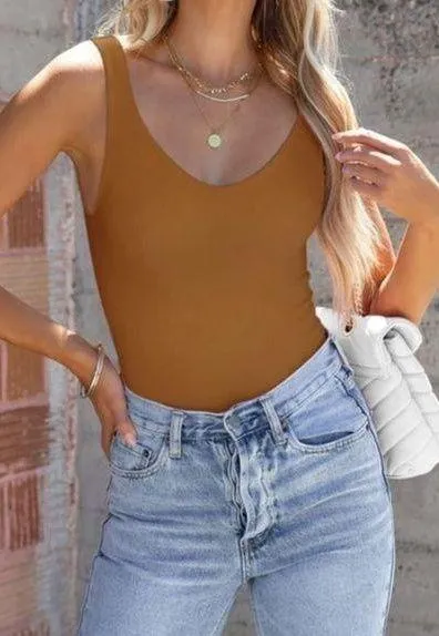 NWT Adreamly Clothing Co Women's Sexy Scoop Neck Tank Tops bodysuit in Black - Image 2