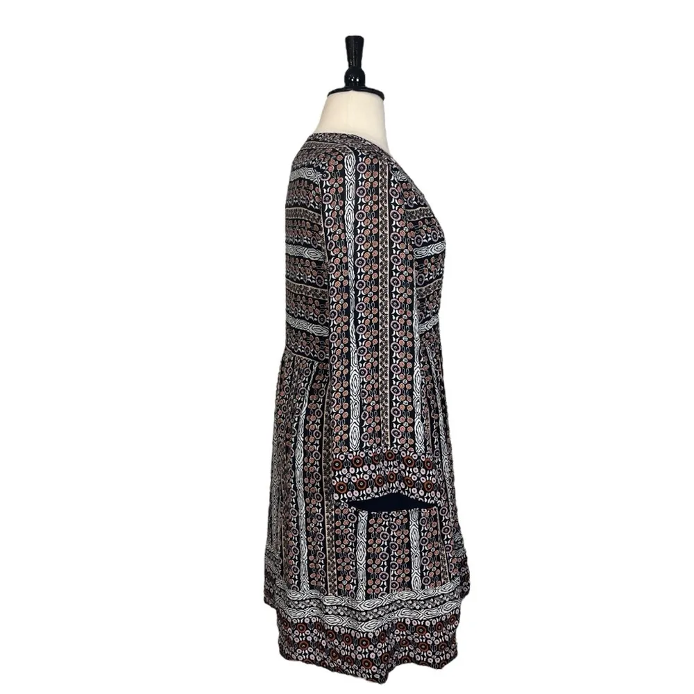 Maeve Anthropologie Babydoll Dress V-neck Bell Sleeve Black Multi Women Size XL - Image 6