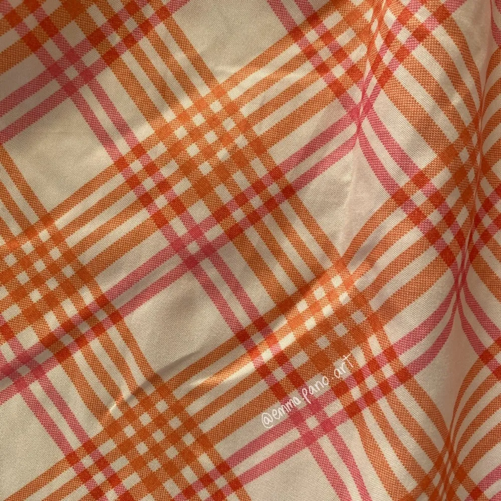 pink orange and white plaid gingham puff sleeve mini dress Size XS - Image 13