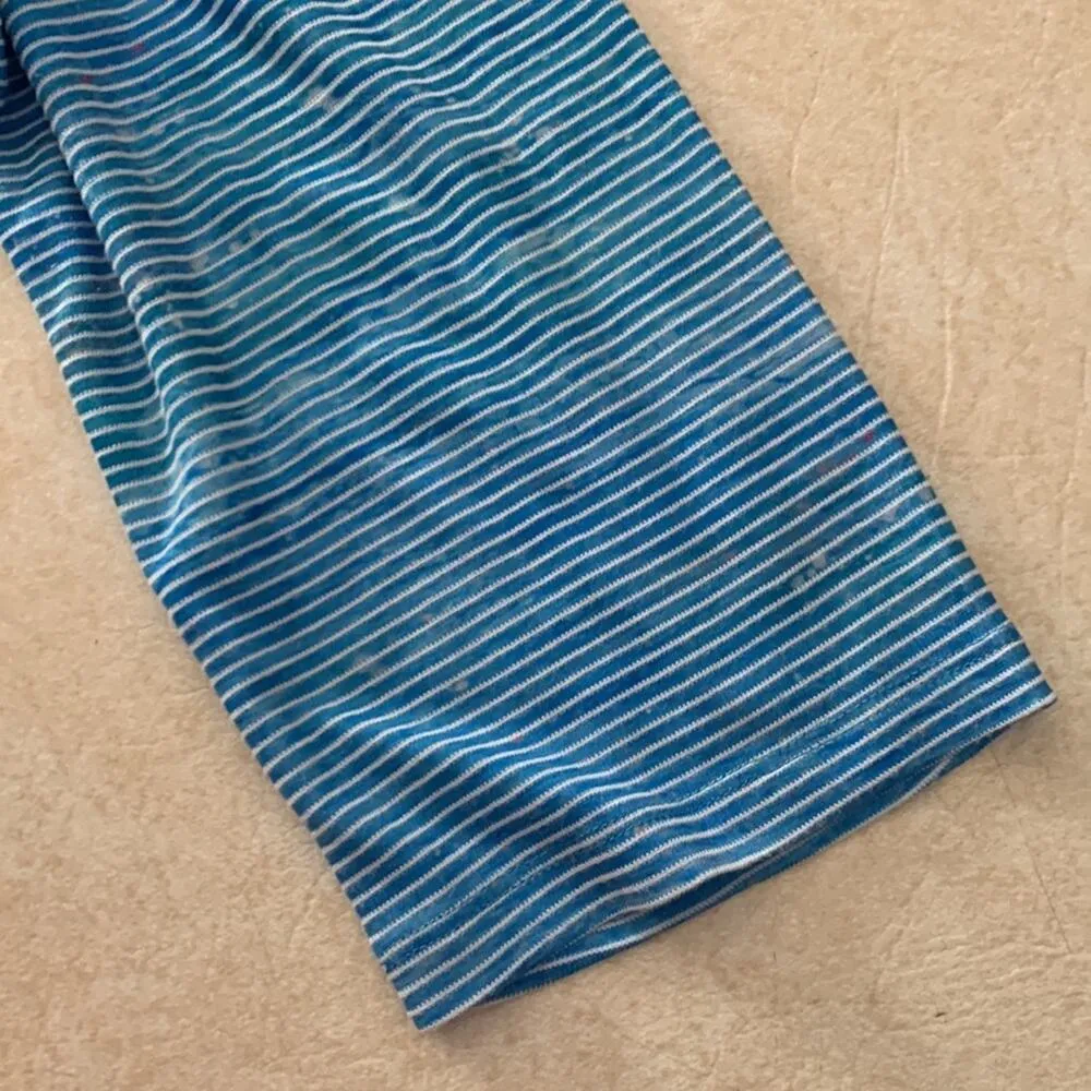 Leoma Lovegrove womens XL 3/4 sleeve shirt scene print beach stripe top cute Blue - Image 8