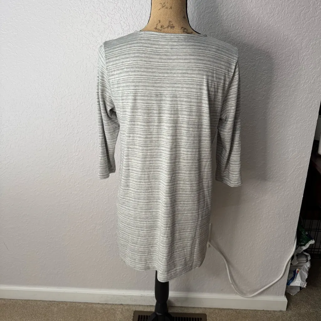 Pure J Jill Striped Grey Tunic Top 3/4 Sleeve Cotton Blend Crew Neck Size XS Gray - Image 8