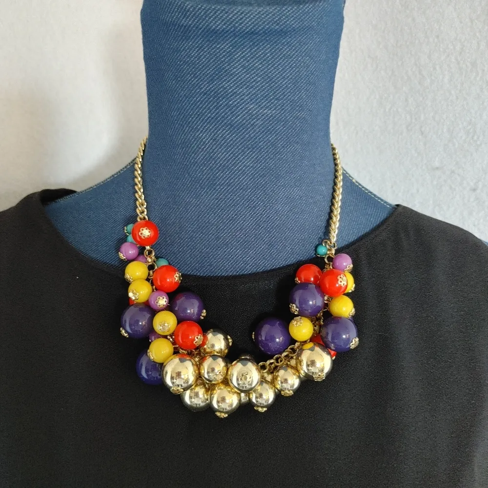 🎉HP🎉 Multi Color Bauble Necklace Earrings Set Gold - Image 2