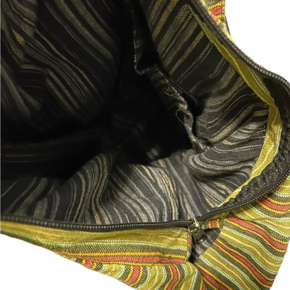 Green floral boho fabric bag - Image 9