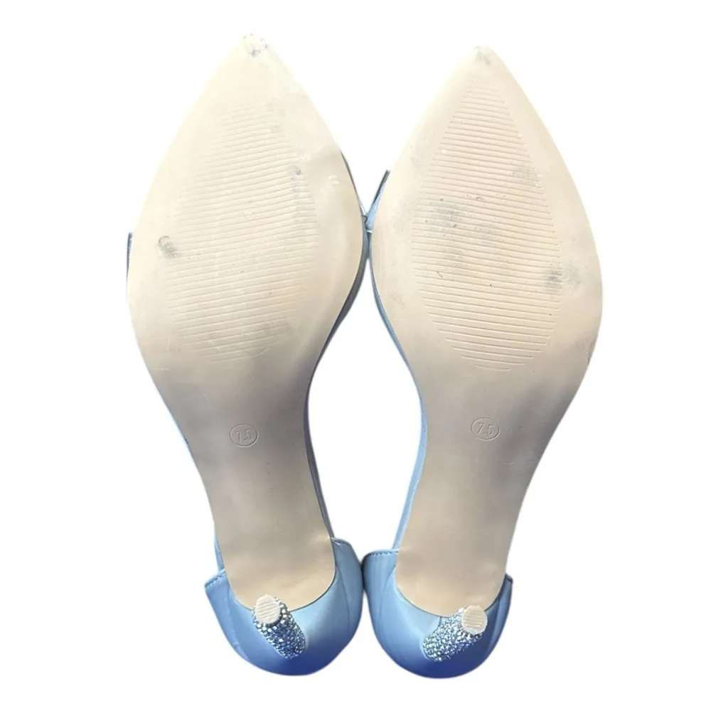 Azalea Wang Lexie Crystal Rhinestone Stiletto Heels Blue Gray Sandal Strappy 7.5 - Image 6